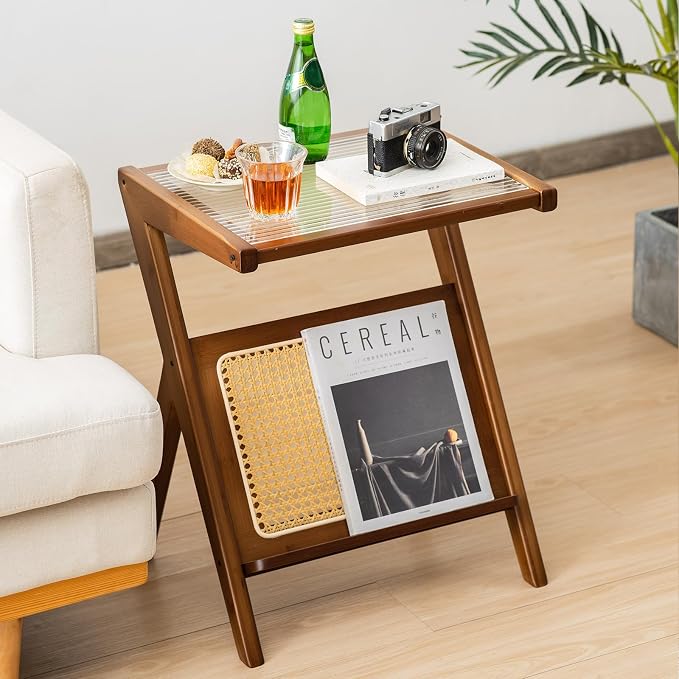 Giantex Rattan Side Table, Boho Nightstand - Image 3