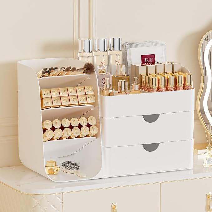 Makeup Organizer with Drawers, Large Capacity Countertop Organizer by KQJS
