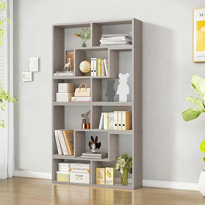 Expandable Bookcase with Adjustable Width, Wooden Room Divider Bookshelf by Unknown