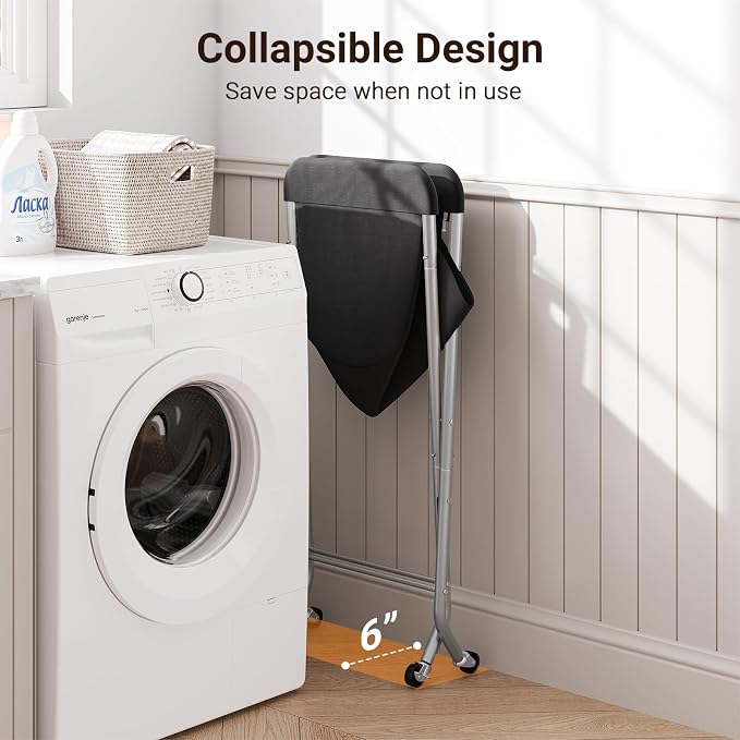 ELYKEN Laundry Basket with Wheels, Collapsible Laundry Hamper, Foldable Design - Image 5