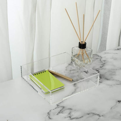 Clear Sturdy Acrylic Tray with Handles-8"x8"x2"H-Countertop Organizer Tray - Image 6