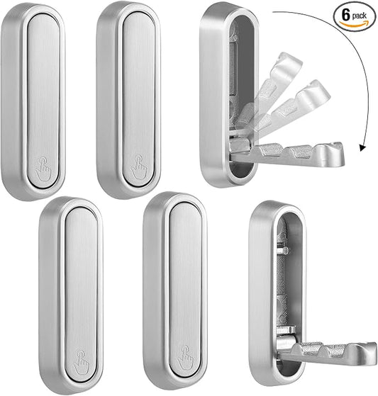 Folding Wall Hooks, 6 Pack, Zinc Alloy, Heavy Duty Coat Hooks | 90° Foldable by Dntorx