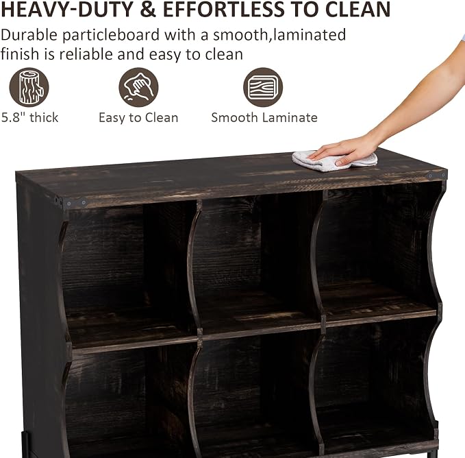 6 Cube Storage Shelf Organizer, Low Book Shelf Bookcase Entryway Table - Image 4