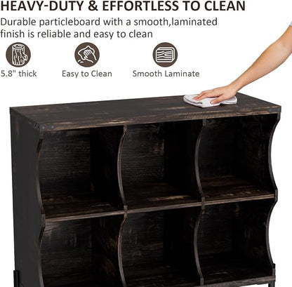 6 Cube Storage Shelf Organizer, Low Book Shelf Bookcase Entryway Table - Image 4