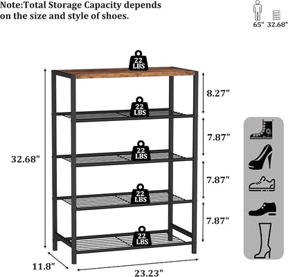 HOMEFORT 5-Tier Shoe Rack, Shoe Storage Shelf - Image 3