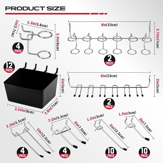 300-Piece Pegboard Hook Set, Pegboard Organizer Accessories - Image 4