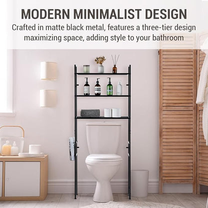 MyGift 3 Tier Over The Toilet Storage, Freestanding Bathroom Organizer Shelf - Image 2