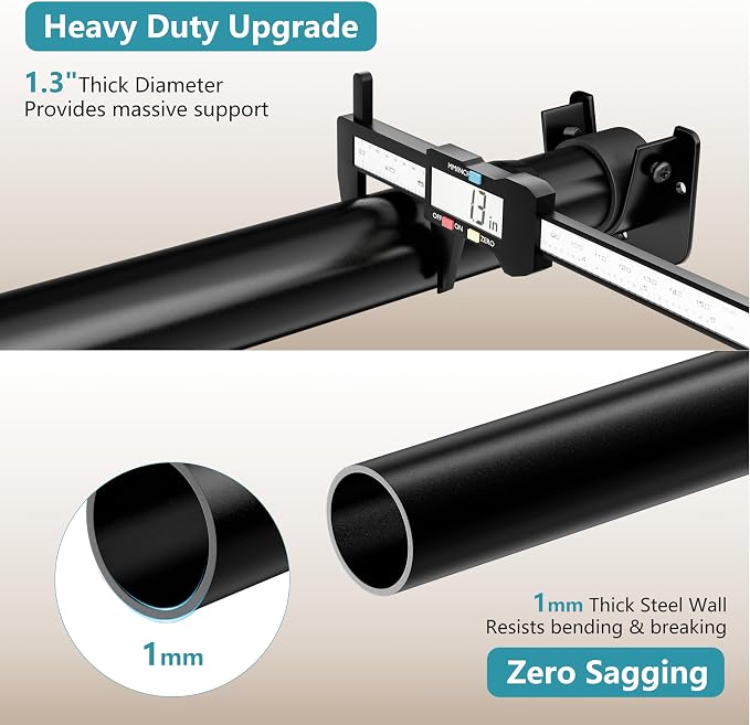 STARLATTA Heavy Duty Black Closet Rod: 17-69 Inch Stepless Adjustable Clothes - Image 4