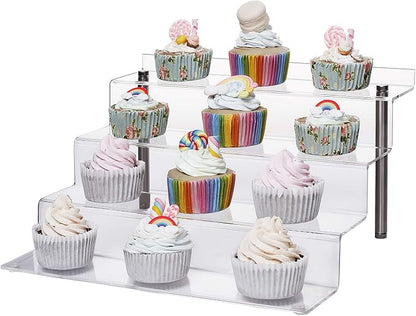 Acrylic Riser Shelf 4 Tier Clear Display Stand - Image 6