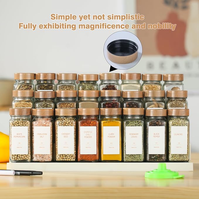 Spice Jars with Label，4oz Seasoning Containers, Glass Spice Bottles with Shaker - Image 3