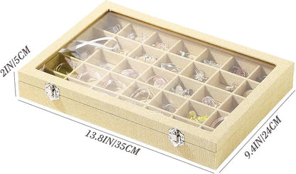 Coward Ring Earring Jewelry Organizer Box, 35 Grids Dustproof Display Holder - Image 6