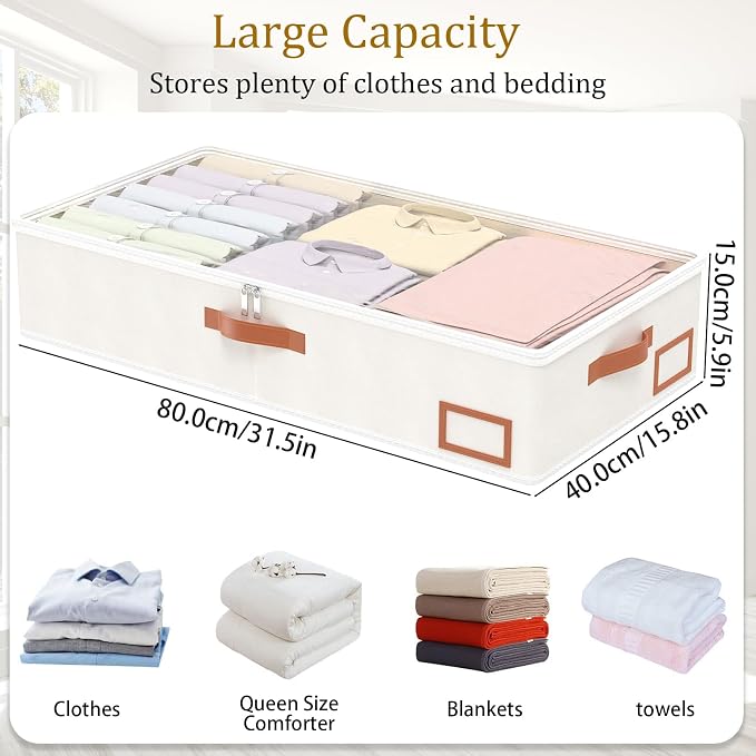 Yawinhe Under Bed Storage, 4 Pack Closet Organizers, Collapsible Container Bags - Image 4