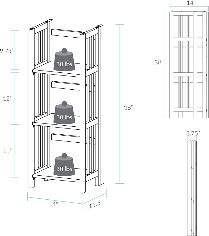 Casual Home 3-Shelf Folding Bookcase-Honey Oak - Image 3