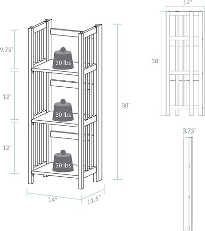 Casual Home 3-Shelf Folding Bookcase-Honey Oak - Image 3