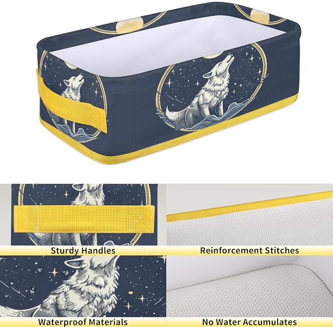 Wolf Stars Moon Bathroom Storage Basket, Foldable - Image 4