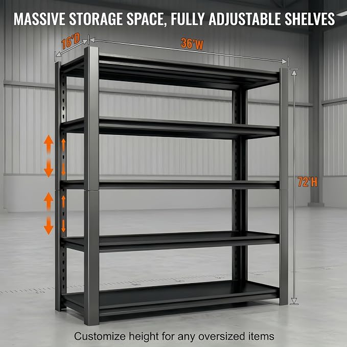2750 LBS Heavy Duty Garage Shelving, Adjustable Boltless Steel Storage Rack - Image 2
