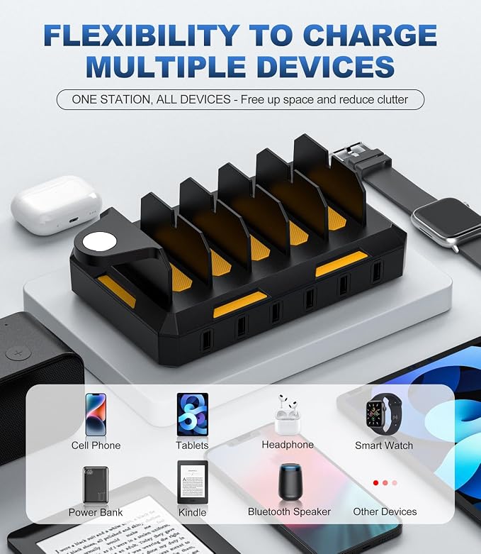 Charging Station for Multiple Devices, Honcila 6 in 1 Multi Charger Station - Image 4