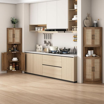 Tall Corner Cabinet, 64.7" Rattan Corner Storage Cabinet - Image 9