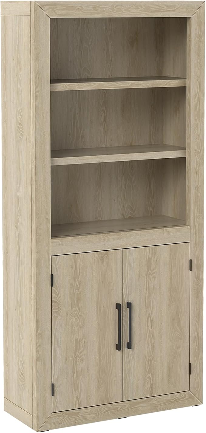 Standard Bookcase with Doors, Bookshelves Floor Standing 5 Tier Adjustable by OrtelloHome