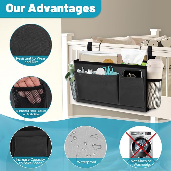 BlissTotes Bedside Caddy, Bedside Storage Organizer - Image 4