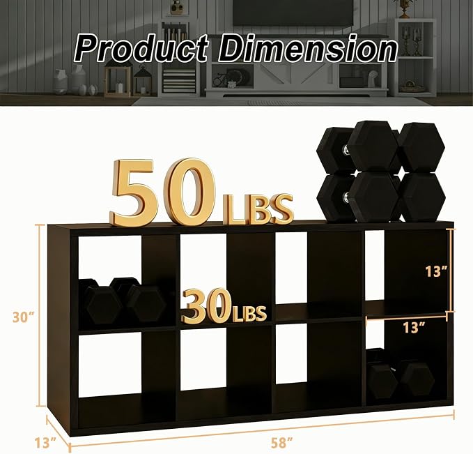 CTESNE【Wooden Thick Frame 8 Cube Storage Organizer Shelf - Image 3
