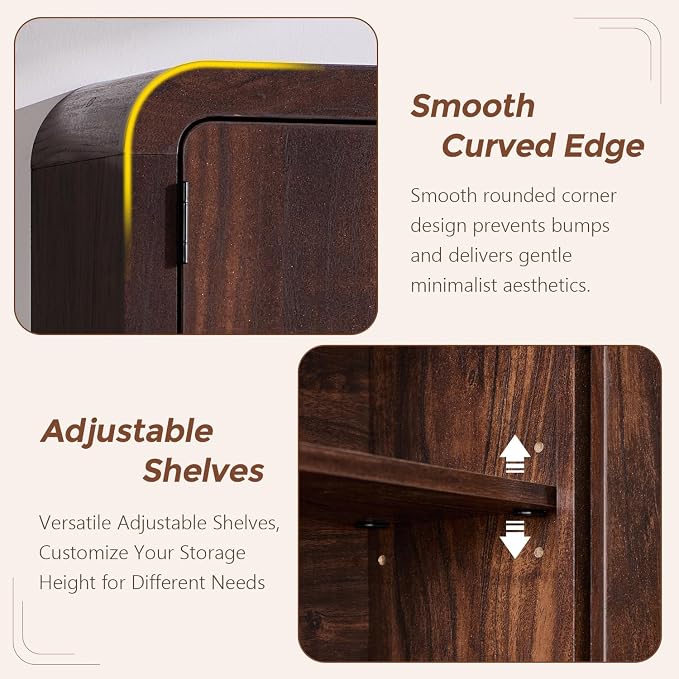 Over the Toilet Storage Cabinet, 69.69" Curved Bathroom Storage Organizer - Image 5