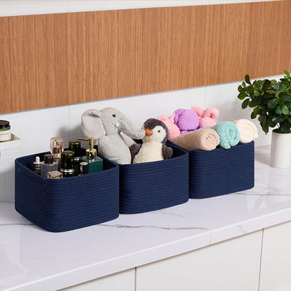 Small Organizing Baskets for Cubes Shelf, 9.7x9.7x7.1 Inch Rope Woven Storage - Image 6