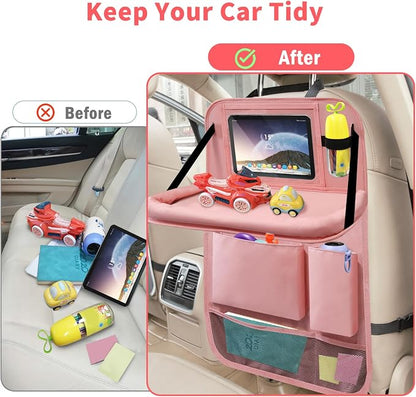 Car Backseat Organizer with Tray, Seat Back Table Holder with 6 Storage Pockets - Image 6