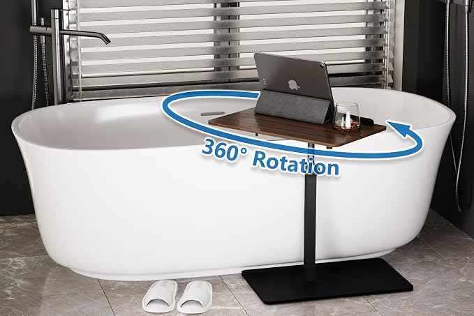 C Shaped End Table, Swivel and Turnable Desktop, Foldable Side Table - Image 4