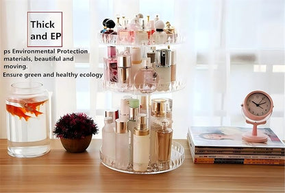 Diamond Pattern Three Layers Perfume Organizer, 360 Rotating Diamond Cosmetic - Image 4