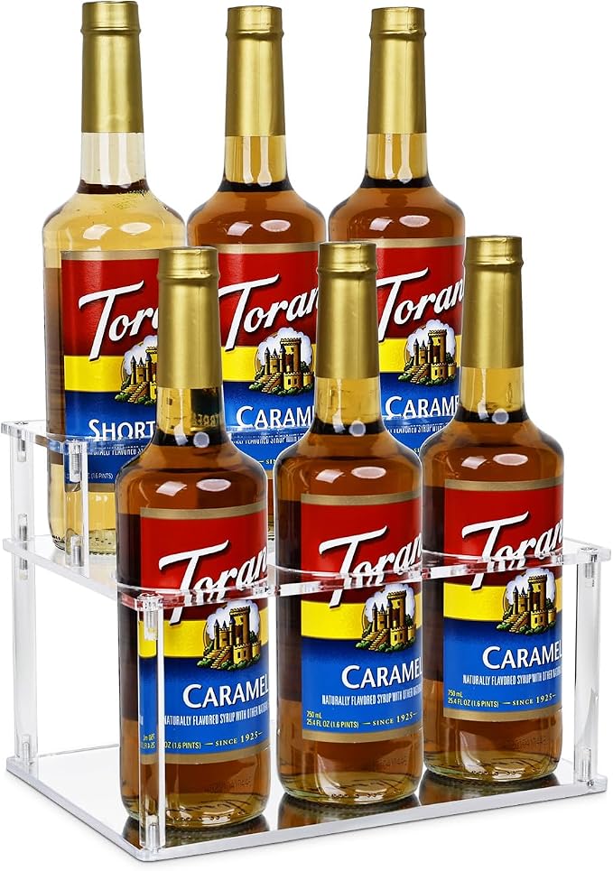 Upgraded Thickened Acrylic Coffee Syrup Organizer, 2-Tier Coffee Station by IntreLife