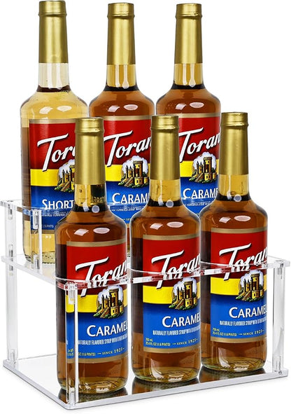 Upgraded Thickened Acrylic Coffee Syrup Organizer, 2-Tier Coffee Station by IntreLife