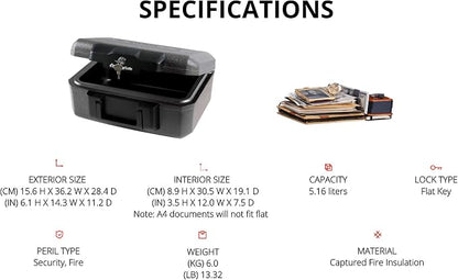 SentrySafe Fireproof Safe with Key Lock, Chest Lock Box - Image 4