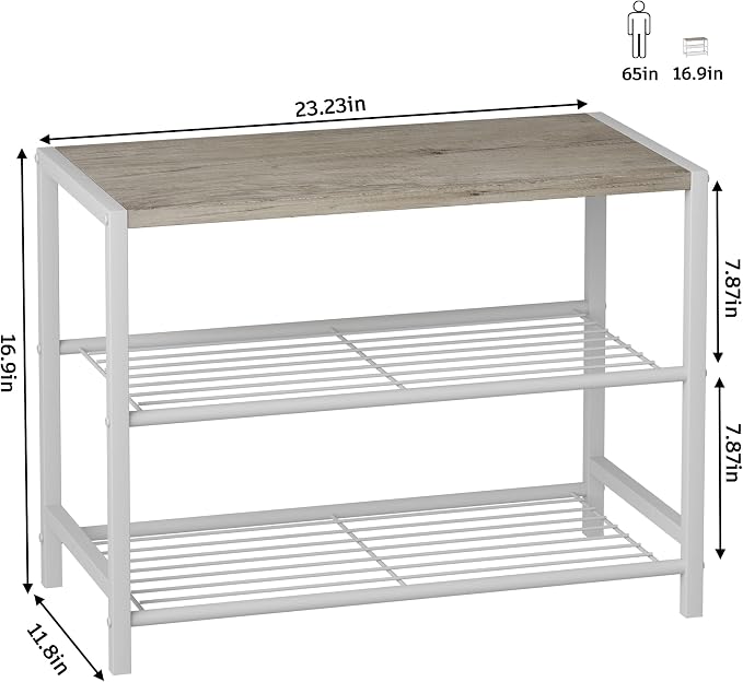 HOMEFORT 3-Tier Shoe Rack, Shoe Storage Shelf, Industrial Shoe Tower, Narrow - Image 3