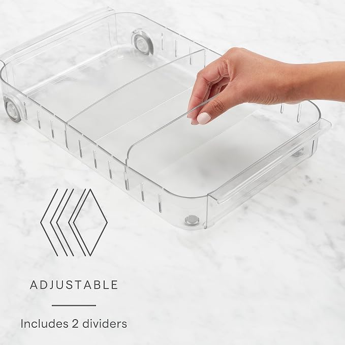 YouCopia RollOut Fridge Caddy BPA-Free Clear Rolling Refrigerator Organizer Bin - Image 2