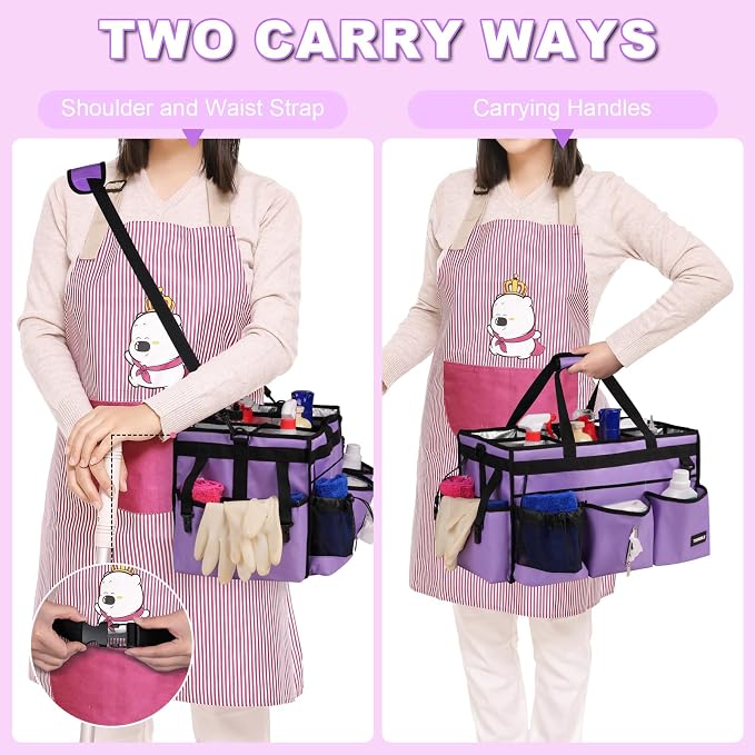 Large Cleaning Caddy Bag With Detachable Divider, Caddy Organizer With Handle - Image 4