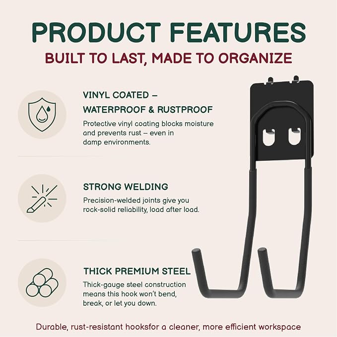 6-Pack Large Heavy Duty Pegboard Hooks - Image 3