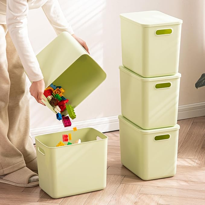 5 pack large plastic White storage bins Baskets, Toy Box Chest by Gaoaodeyu