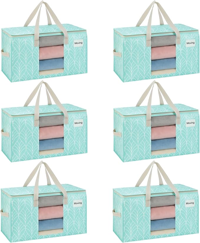 VENO 6 Pack Heavy Duty Moving Bags, Clothes and Comforter Storage Bags by Veno