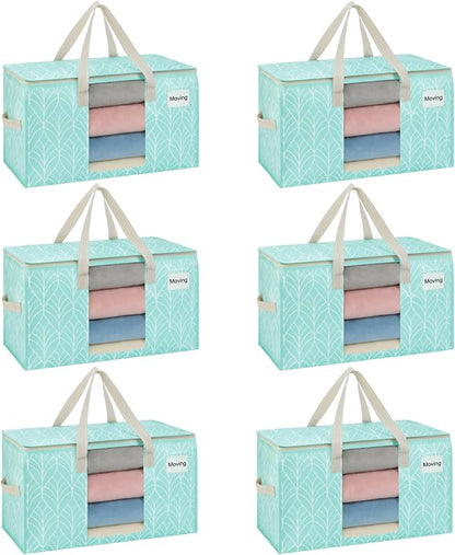 VENO 6 Pack Heavy Duty Moving Bags, Clothes and Comforter Storage Bags by Veno