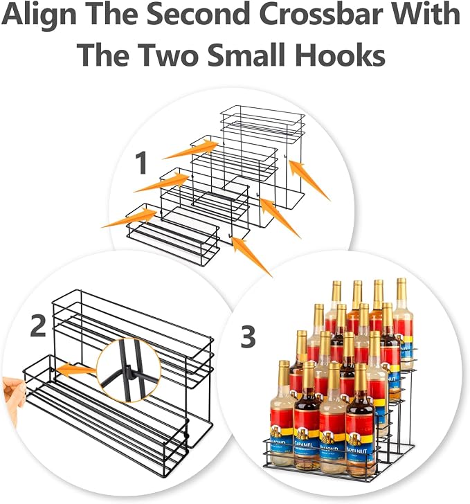 16 Bottle Capacity Coffee Syrup Organizer 4 Tier Coffee Syrup Stand Shelf - Image 3