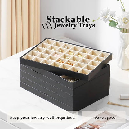 Large Jewelry Organizer Tray 2 Pack, Stackable Jewelry Storage Holder - Image 6