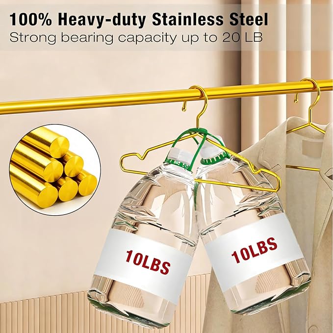 30 Pack Clothes Hangers, METLUCK Stainless Steel Gold Hangers - Image 3