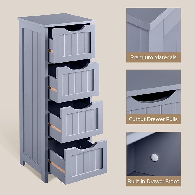 Yaheetech Bathroom Storage Cabinet, Beside Toilet or Vanity, Beadboard Tower - Image 5