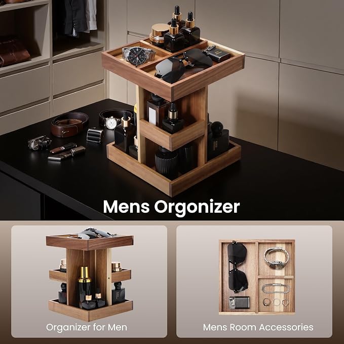 EXIN DECHEN Cologne Organizer for Men, Cologne Stand, 3 Tier Wooden Perfume - Image 4