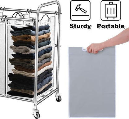 3 Pcs Large Laundry Sorter Replacement Bags, Hamper Cart Removable Replacement - Image 4