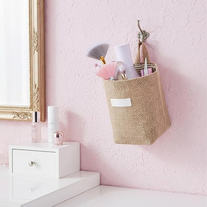 Small Hanging Basket, Small Wall Basket Cotton and Linen Hanging Storage - Image 4