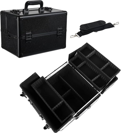Large Makeup Train Case Cosmetic Organizer Case Makeup Box Portable Make Up by Unknown
