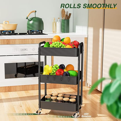 LEHOM 3 Tier Rolling Utility Cart, Metal Trolley Cart - Image 4