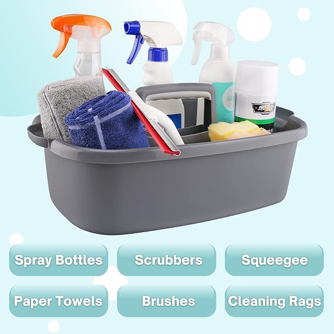 Cleaning Caddy Organizer with Handle, Cleaning Tool Storage Tote, 2 Pack - Image 3